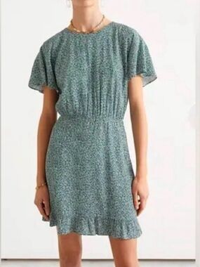 & Other Stories Forest Green and Cream Patterned mini dress